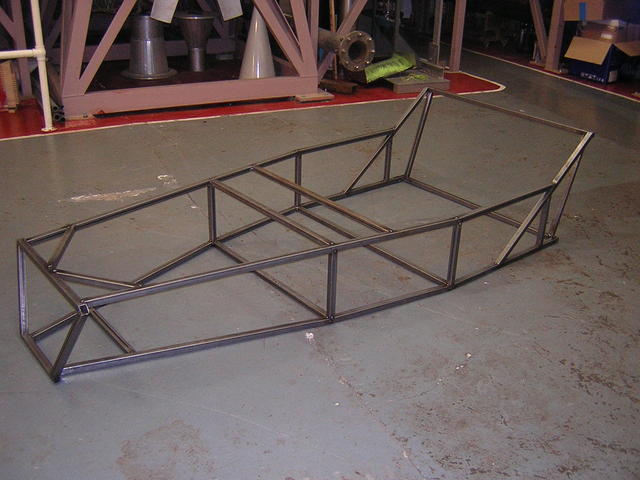 First part of the chassis tacked up - First time off the base board!